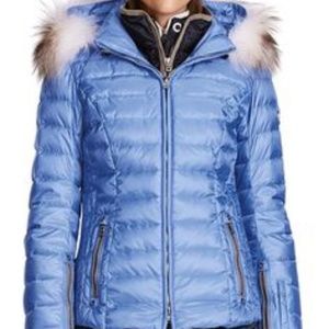 Bogner Kelly-D Down Ski Jacket Blue with Fox Trim